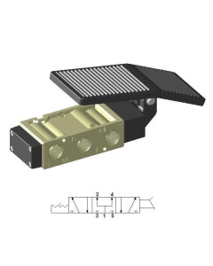 Zawór Nożny 1/2″ 5/3 środek napowietrzony bez powrotu FT650-