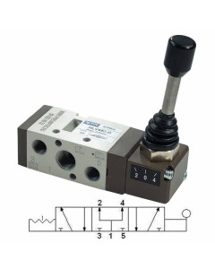 Lever 1/8 ″ 5/3 center aerated, no return HLV350-D