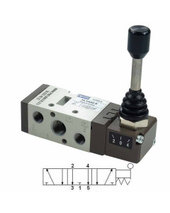 Lever 3/8 ″ 5/3, center deaerated HLV540-S