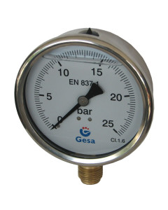 Manometr s glycerinem 100mm, 25 BAR MAG-100R-0020G