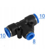 ZŁĄCZKA PNEUMATYCZNA WTYKOWA TRÓJNIK REDUKCYJNY T AUTO 2 x 10 mm 1 x 8 mm