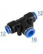 ZŁĄCZKA PNEUMATYCZNA WTYKOWA TRÓJNIK REDUKCYJNY T AUTO 2 x 12 mm 1 x 16 mm