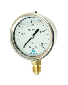 Manometer with glycerin 63mm, 1 BAR MAG-063R-0001G