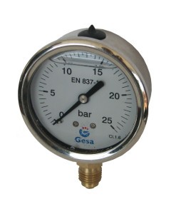 Manometer with glycerin 63mm, 25 BAR MAG-063R-0030G