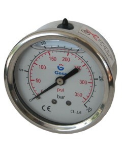Manometer with glycerin 63mm, 25 BAR MAG-063T-0030G