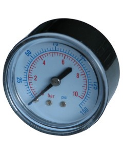 Pressure gauge 50mm, 10 BAR, Rear 1/4 ″