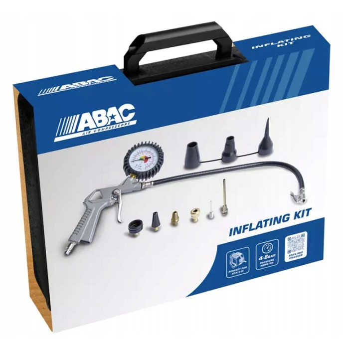 PISTOLET DO POMPOWANIA KOMPLET KOŃCÓWEK W WALIZCE ABAC INFLATING KIT