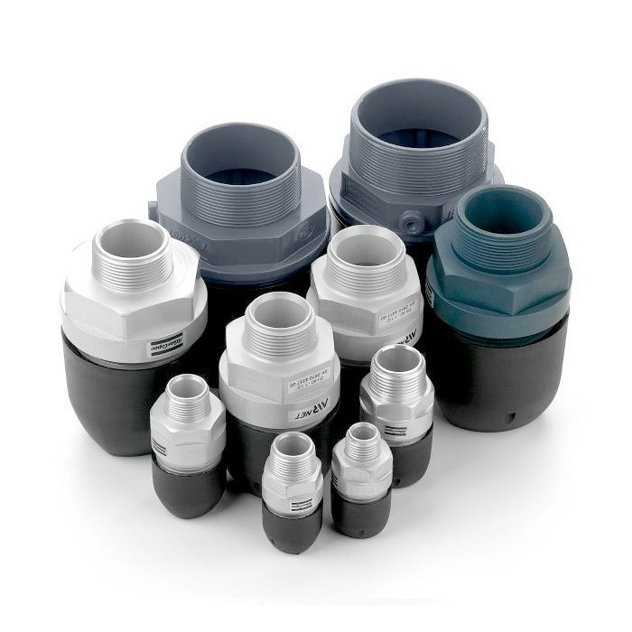 Straight aluminum coupling with 2 "BSP male thread for Atlas Copco 50 AirNET aluminum pipe