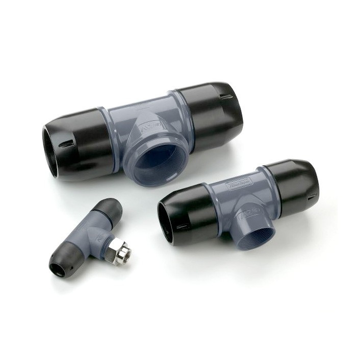 Reducing T tee connector with female thread 1/2 ″ for 20 - 3/4 ″ Aluminum tube Atlas Copco