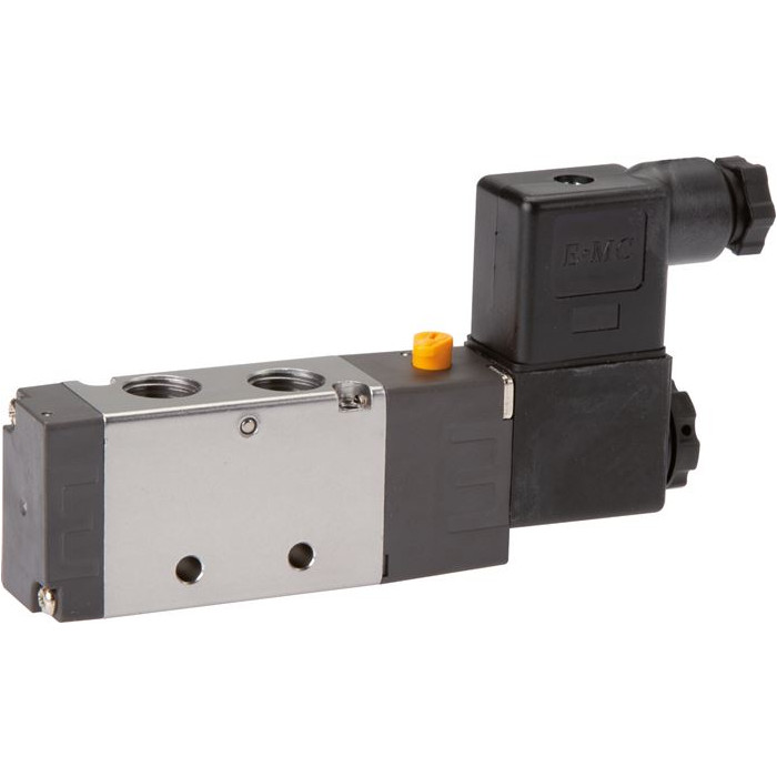 5/2-cestný solenoidový ventil, G 1/4", vratná pružina, 12 V DC