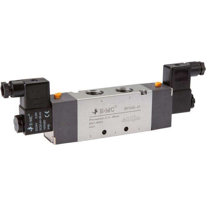 5/2-way solenoid valve, G 1/2", Pulse valve, 24 V AC