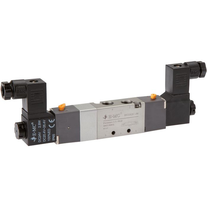 Electroválvula de 5/3 vías, G 1/8", posición central cerrada, 230 V AC